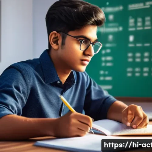 전산세무회계 자격증 시험 일정 - A detailed and vibrant digital illustration of a young Indian student sitting at a study desk in a c...
