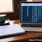 전산세무회계 전문 서적 추천 - A modern classroom setting in India where a young adult student is attentively studying a computer-b...